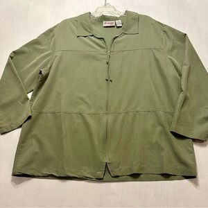 Joanna Plus 2X Green Zip Jacket Blouse | Made in USA | Relaxed Fit